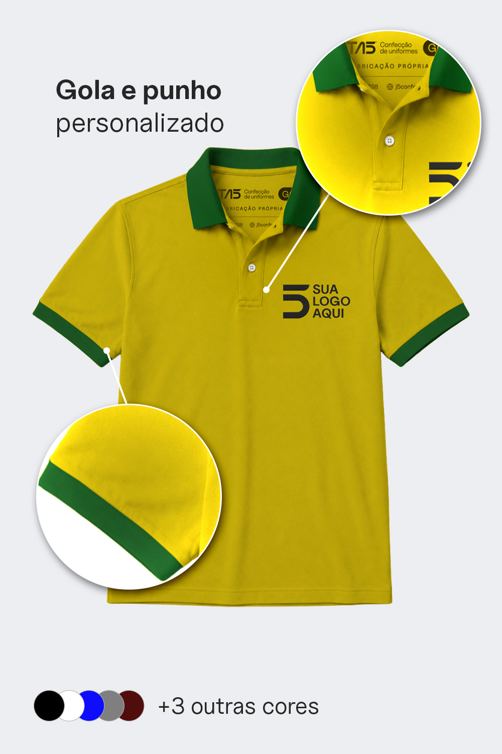 Polo Básica c/ Gola e Punho Personalizada