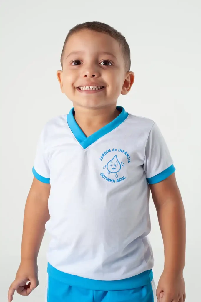 JIGA – Camisa com Manga Escolar Gotinha Azul