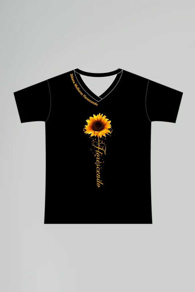 Camisa Básica Mulheres Florescendo Ibbana Gola V